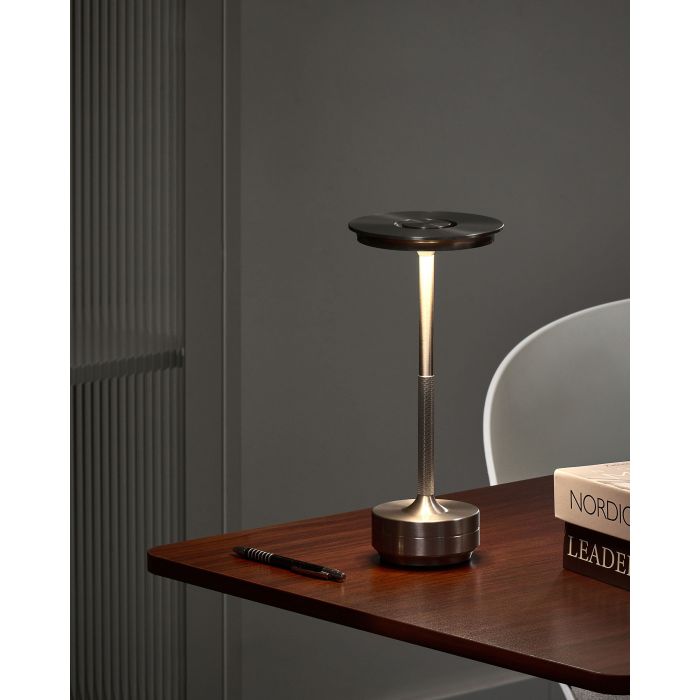 MAFARO Wireless LED Table Lamp with Dimmer - Silver