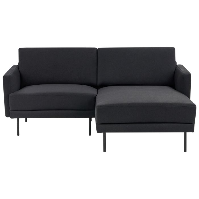 Left Hand 2 Seater Fabric Corner Sofa Black BREDA