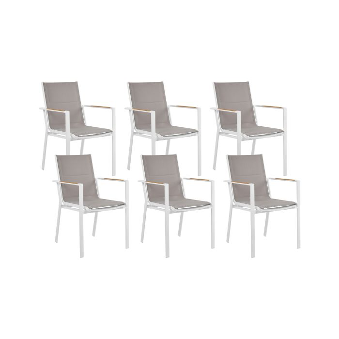 Set of 6 Garden Chairs BUSSETO Metal Grey