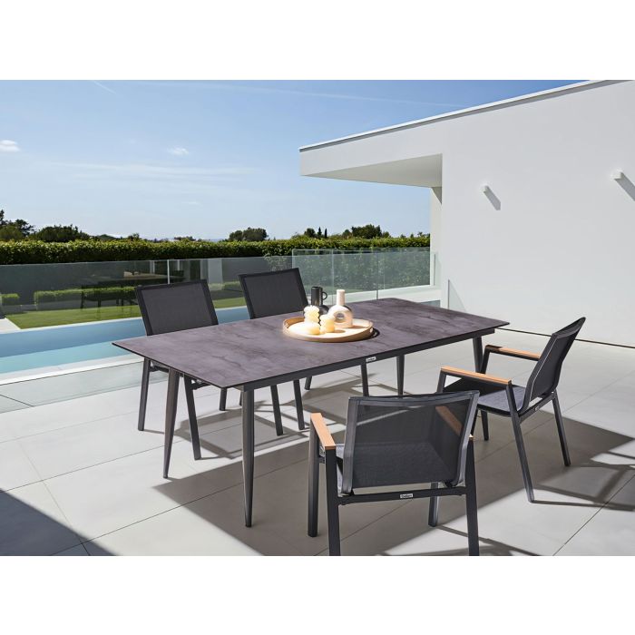 DEVERO Garden Dining Table Stone Effect - Grey