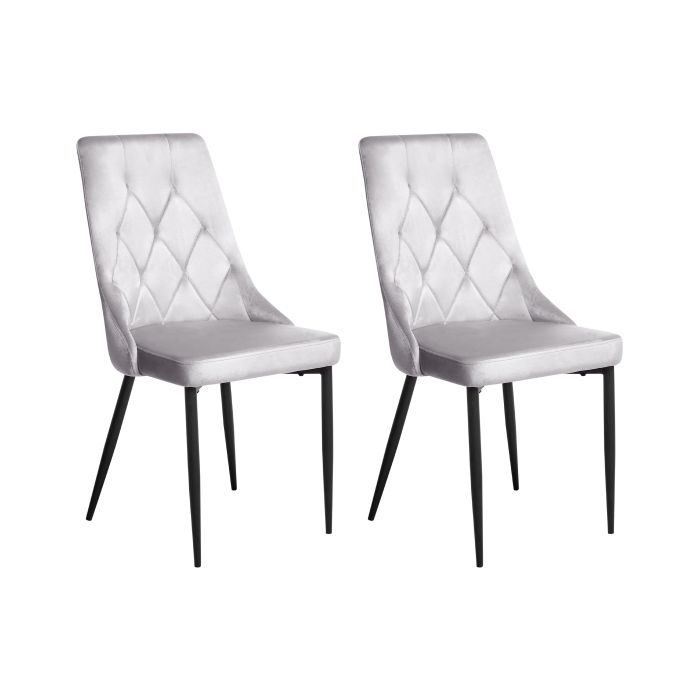 FAVERDON Velvet Dining Chairs - Set of 2 - Grey