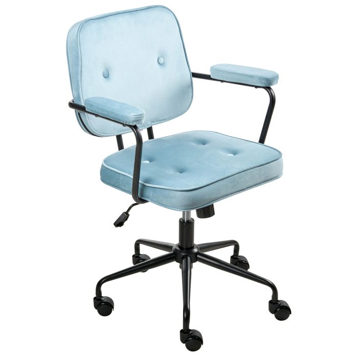 KELDMERE Velvet Office Desk Chair - Blue