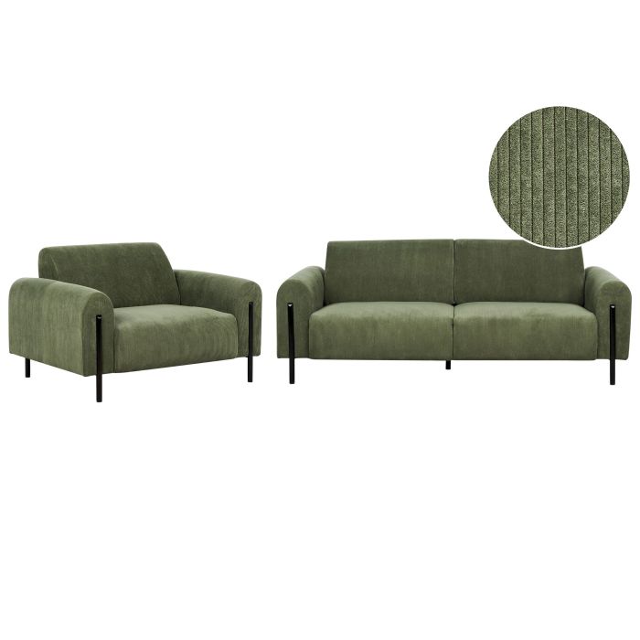 Corduroy Living Room Set Green ASKIM