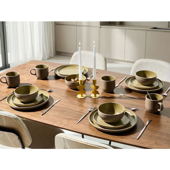 SAHIVO Dinner Set of 16 - Green and Beige
