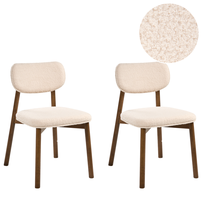 LIMLS Boucle Dining Chair Set of 2 - Dark Brown with Beige