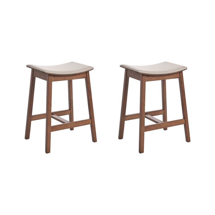 Set of 2 Bar Stools DIXON Wood Beige