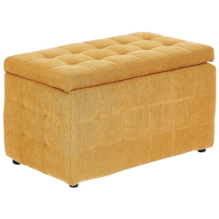 Fabric Storage Ottoman Yellow MICHIGAN