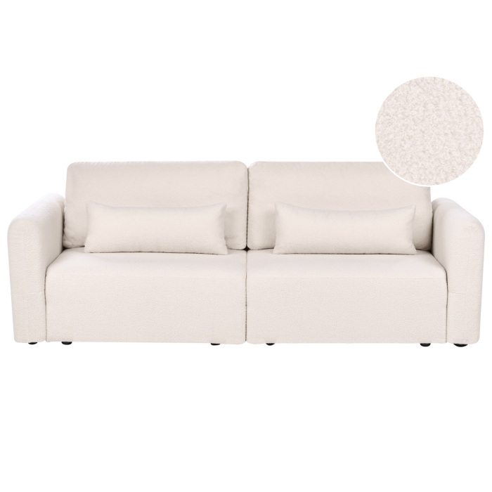 MARATHOR Boucle 3 Seater Sofa Bed with Storage - Light Beige