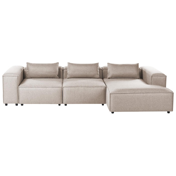 COMLEIGH Fabric 4 Seater L Shaped Corner Sofa - Light Brown, Left Hand Facing