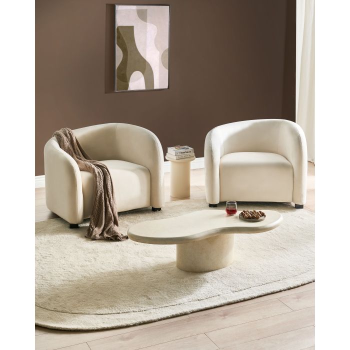 CLEYBOURNE Velvet Armchair Set of 2 - Off White