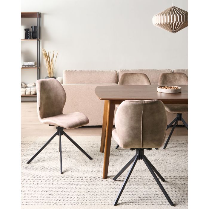 KADUXA Velvet Swivel Dining Chairs Set of 4 - Beige