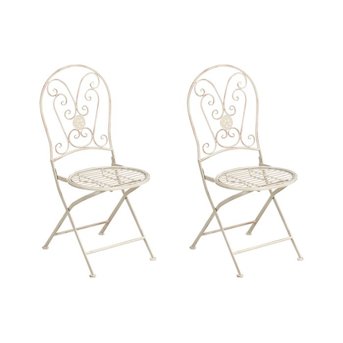 ENFIELDON Set of 2 Garden Chairs Folding Metal - Beige