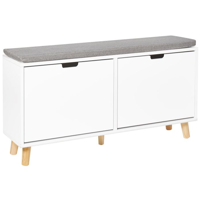 ZEWA 2 Compartment Shoe Bench Cabinet White