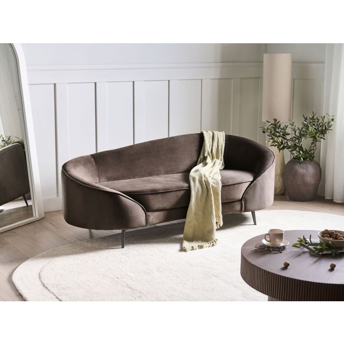 RAVAS Velvet 2 Seater Sofa - Dark Brown