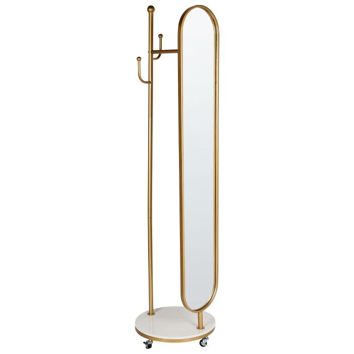 Coat Stand with Mirror LORENA 172 cm Metal Gold