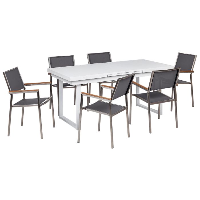 Garden Dining Set 6 Seater VALCANETTO/GROSSETO Metal Grey/ White