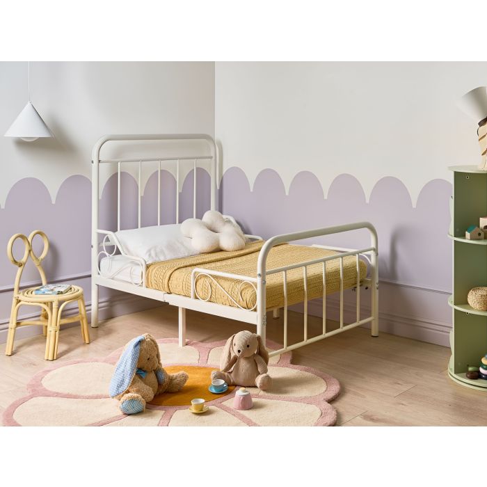 HAGEXI EU Single Extendable Metal kids Bed - Off White