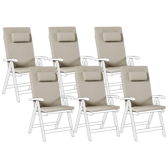 BREEZ Set of 6 Garden Back Seat Cushions - Taupe