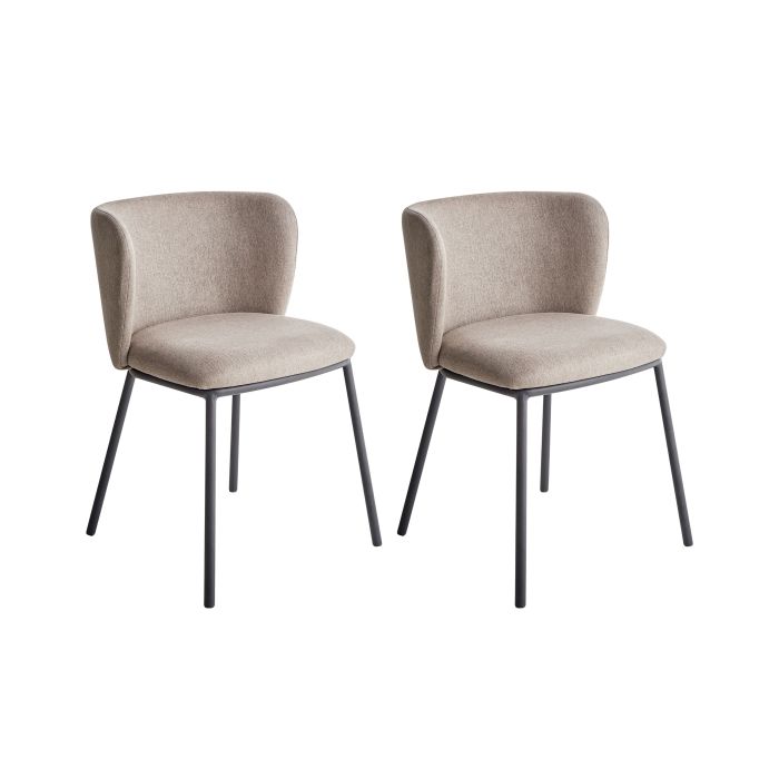 Set of 2 Dining Chairs MINA Fabric Taupe