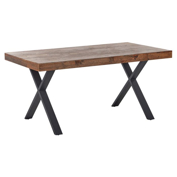 Dining Table CLIFTON Dark Brown 160 cm 90 cm Pine Wood