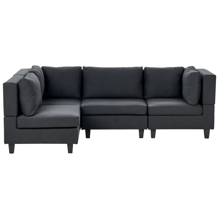 4 Seater Right Hand Modular Fabric Corner Sofa Black UNSTAD