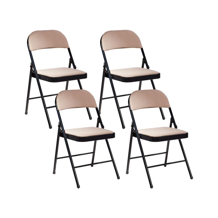 Set of 4 Folding Chairs SPARKS Beige