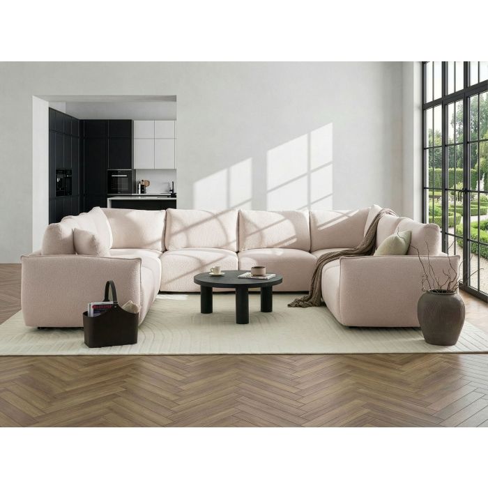 KACOVI Boucle Fabirc 8 Seater U Shaped Corner Sofa - White