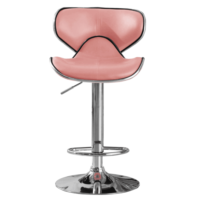 Margam Leather Effect Stylish Seating Adjustable Height and Swivel Function Bar Stool Set of 2 - Pink