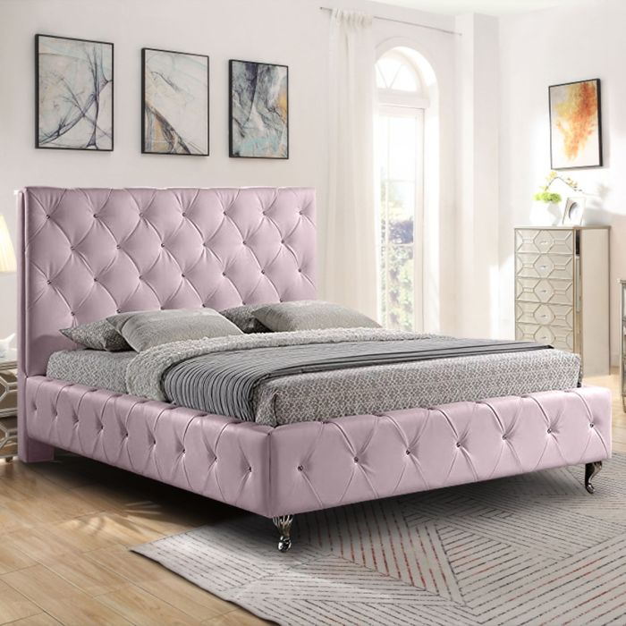 Barella Plush Velvet Bed - Pink in 5 Sizes