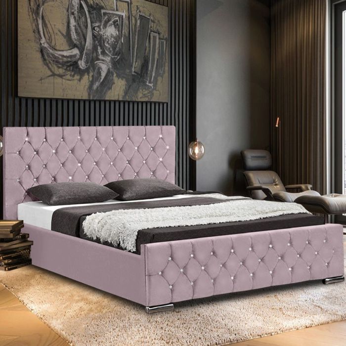 Prima Plush Velvet Bed - Pink in 5 Sizes