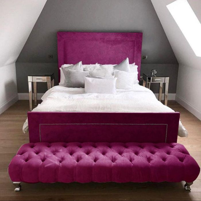 Harlow Plush Velvet Bed - Pink in 5 Sizes