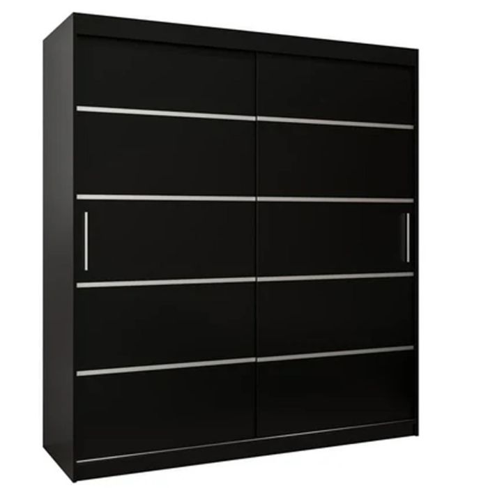 Sliding Wardrobe - VICENZA I 2 Door Wardrobe Black 180cm