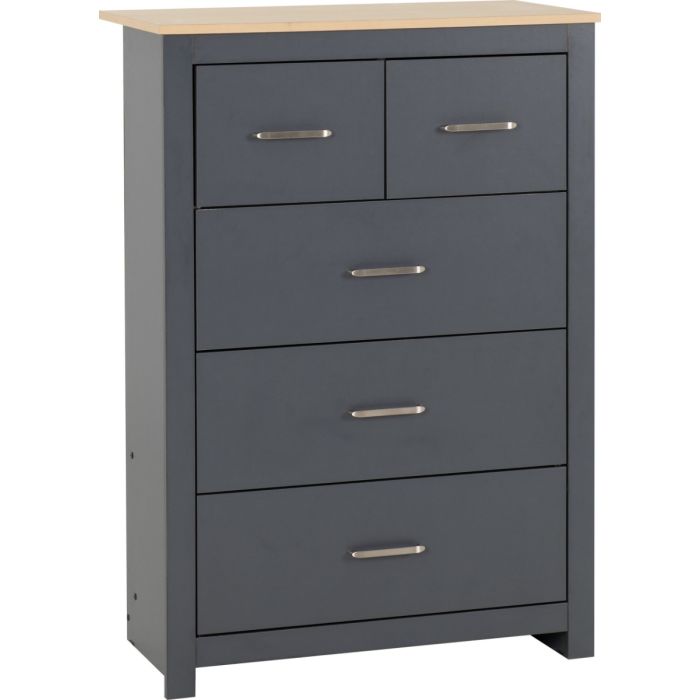 Grey Chest of Drawers - PORTLETHEN Medium Chest  5 Drawers