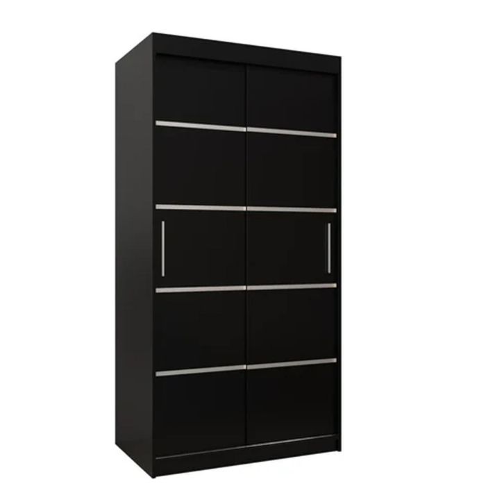Sliding Wardrobe - VICENZA I 2 Door Wardrobe Black 100cm