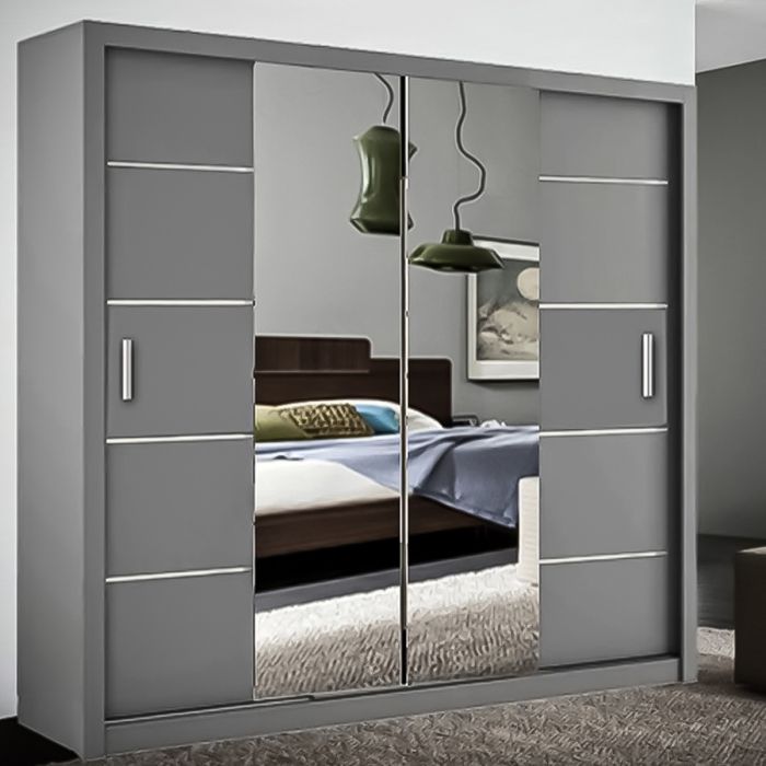Lisbane Grey Sliding Door Wardrobe - 150cm 180cm and 203cm