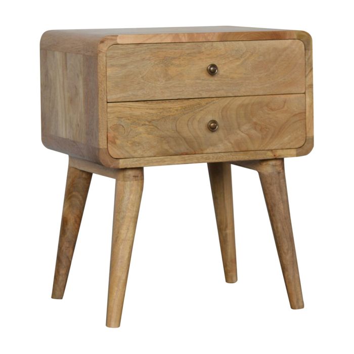 Curved Oak ish Bedside Table - Oak ish Finish