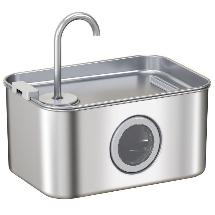 PAWSTER Cat Water Fountain Stainless Steel with Visible Water Level Window