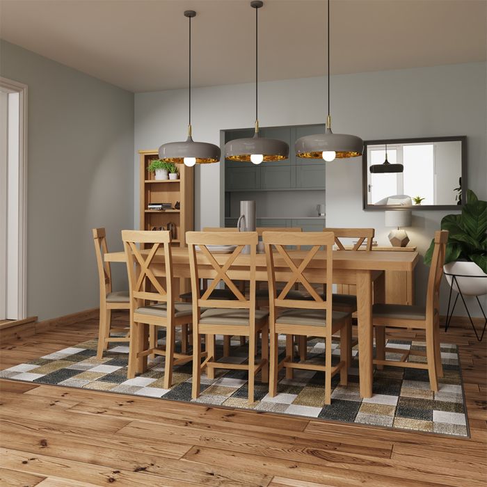 Herman 1.6M Extending Dining Table- Rustic Oak