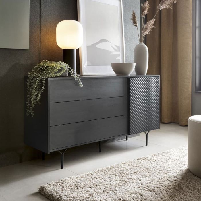 Duskwing Quixar Sideboard with 3 Drawers - Graphite