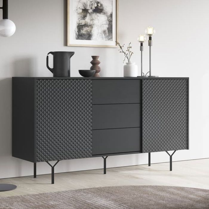 Duskwing Quixar Sideboard with 3 Drawers and 2 Doors - Graphite