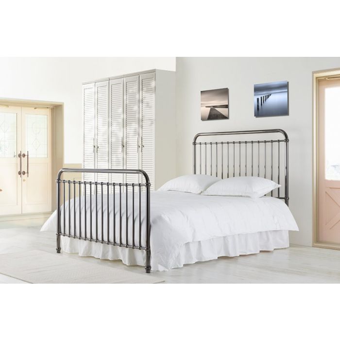 Double Bed - ROSWYN 4ft6 Metal Bed Black Chrome