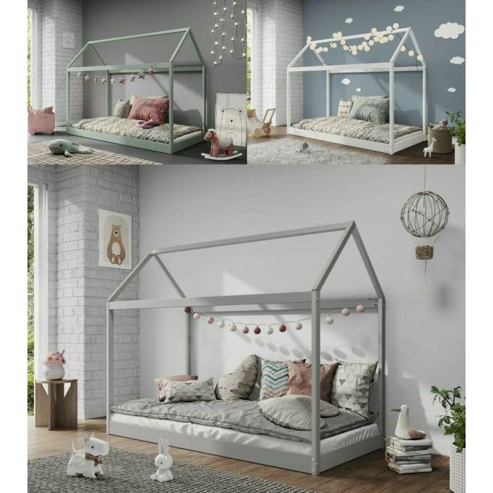 Pine House Bed Kids Sleeper Low Canopy Wooden Frame - Single 3FT 