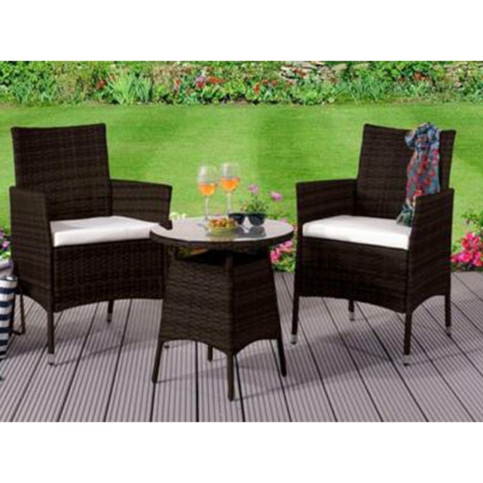 Garden Rattan 3 Piece Bistro Furniture Set - 3 Colours