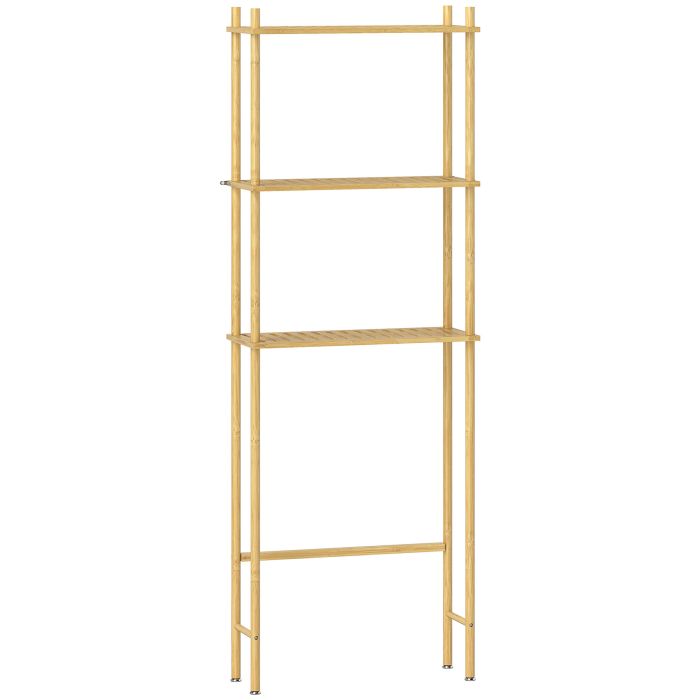 HERON Bamboo Over Toilet Storage Unit Freestanding Bathroom Shelf Natural Wood Finish