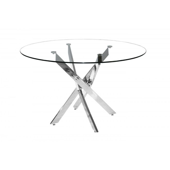 Gallatin Clear Small Round Dining Table - Modern Elegance with Chrome Legs