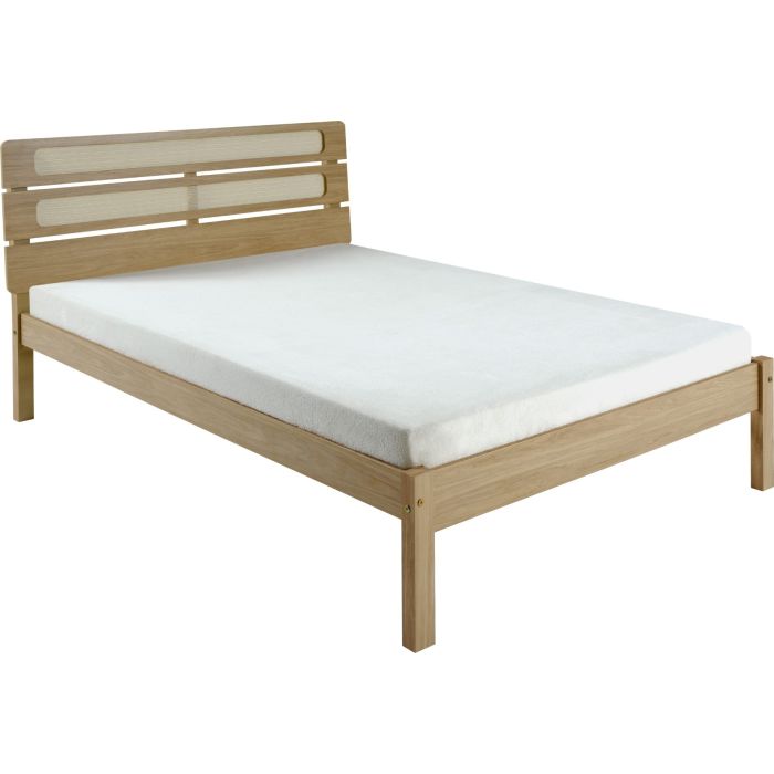 Santana 5ft Kingsize Bed - Light Oak Rattan Effect