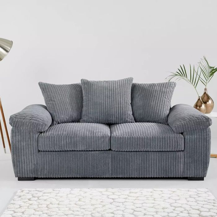 2 Seater Sofa - AMALFI Scatter Back Jumbo Cord Charcoal