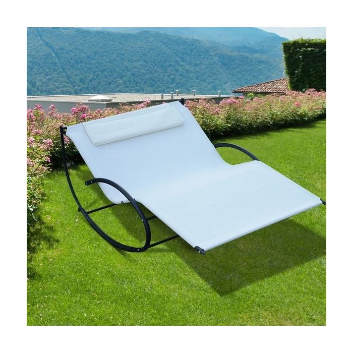 Beige Double Lounger With Pillow