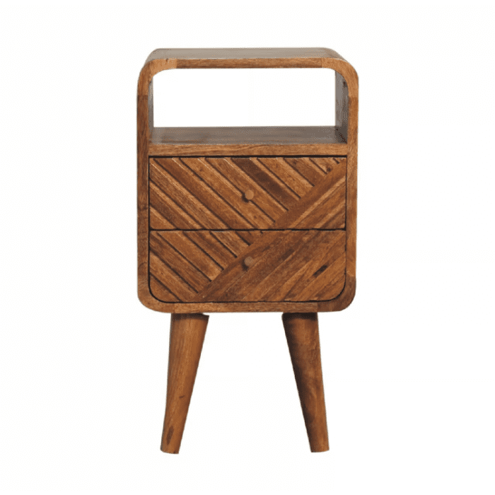 Bedside Table - LEWA Curved Nightstand Oak 30cm