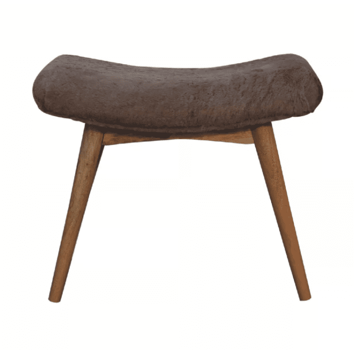 Brea Mocha Faux Fur Curved Bench Nordic Elegance for Any Space